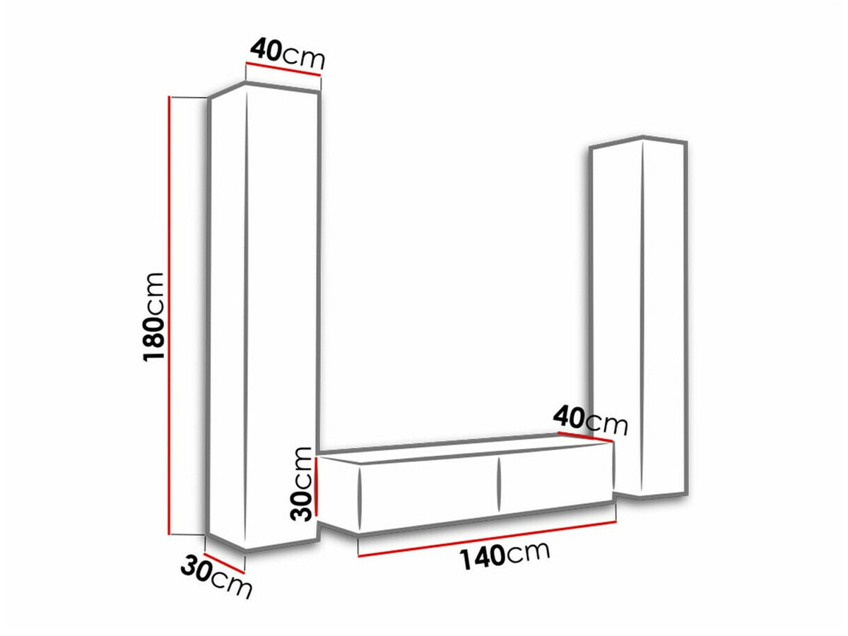 Woonkamerset Venenou 104 (Wit + Glanzend wit)