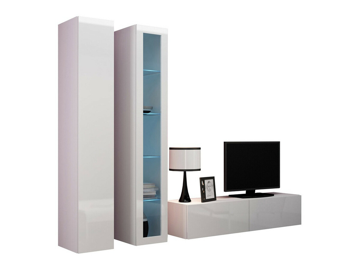 Woonkamerset Venenou 105 (Wit + Glanzend wit)