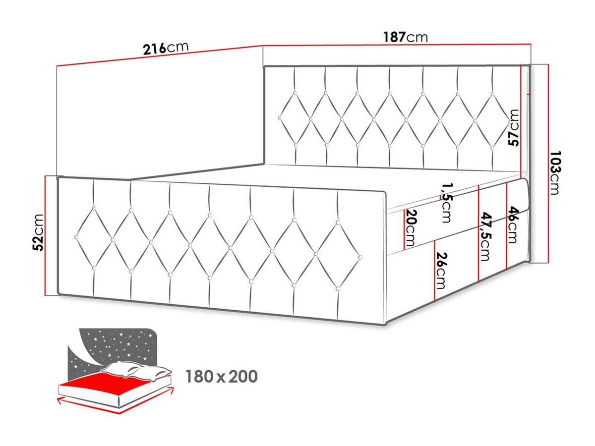 Boxspring Baltimore 161 (Mikrofaza 34)