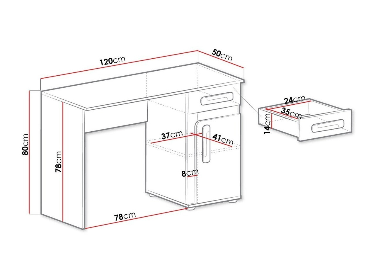 Bureau Aviseve 100 (Antraciet + Wit)