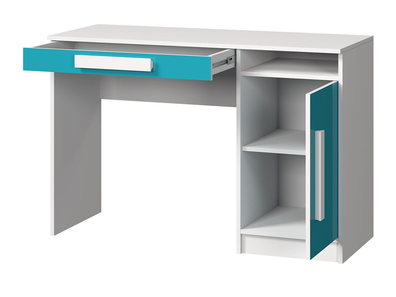 Bureau Merevari 100 (Wit + Glanzend wit + Grijs)
