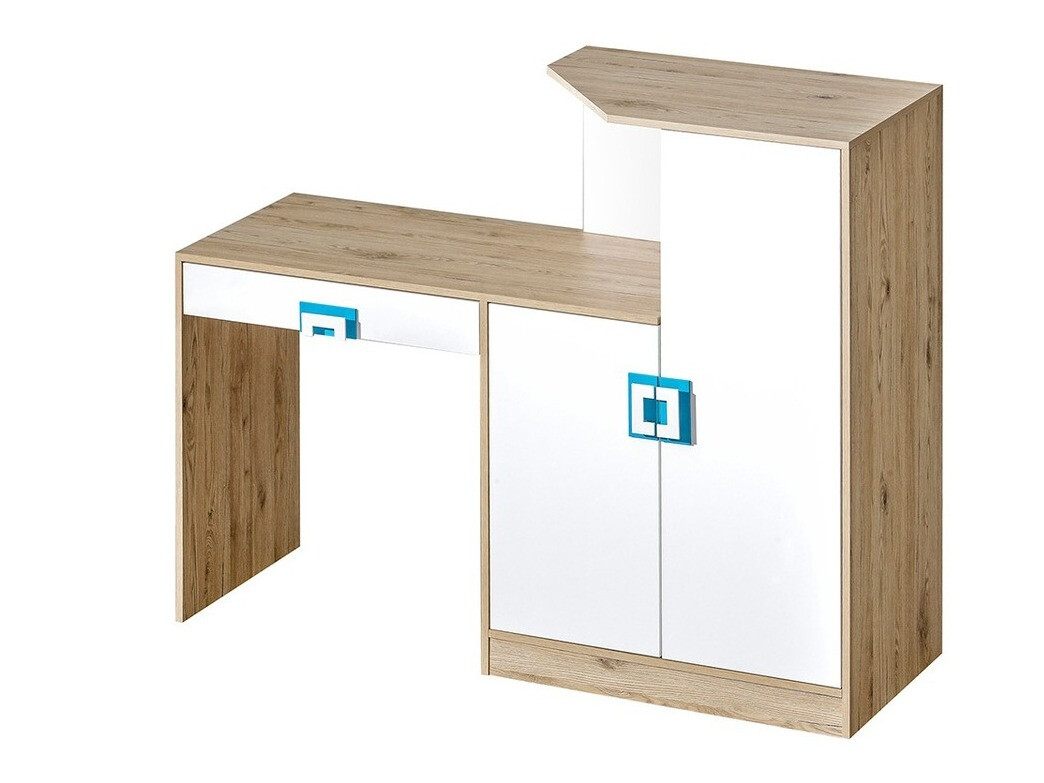 Bureau Tolfere 105 (Licht eiken + Wit + Turquoise)