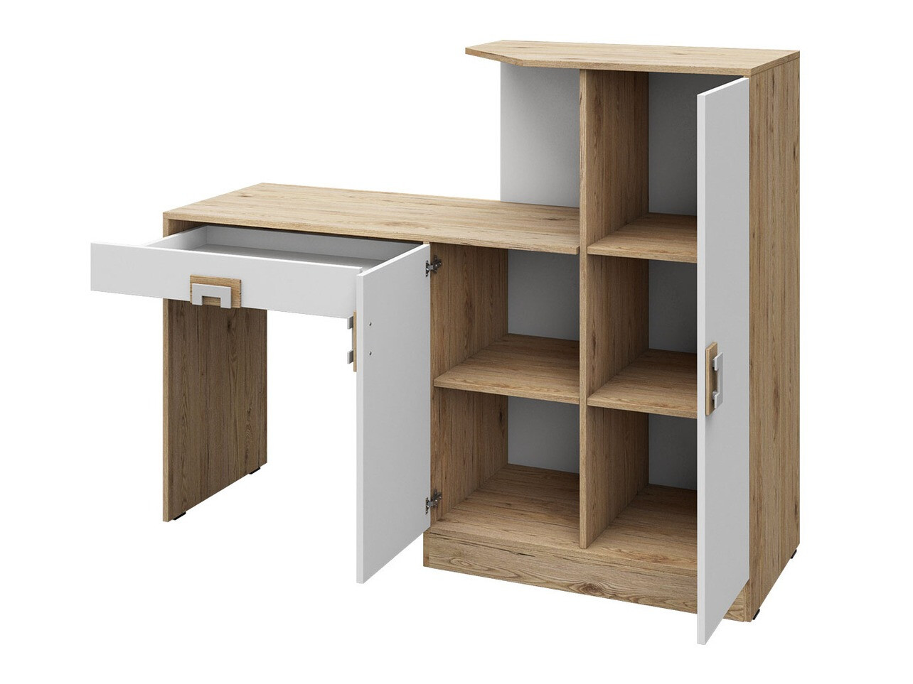 Bureau Tolfere 105 (Licht eiken + Wit + Turquoise)