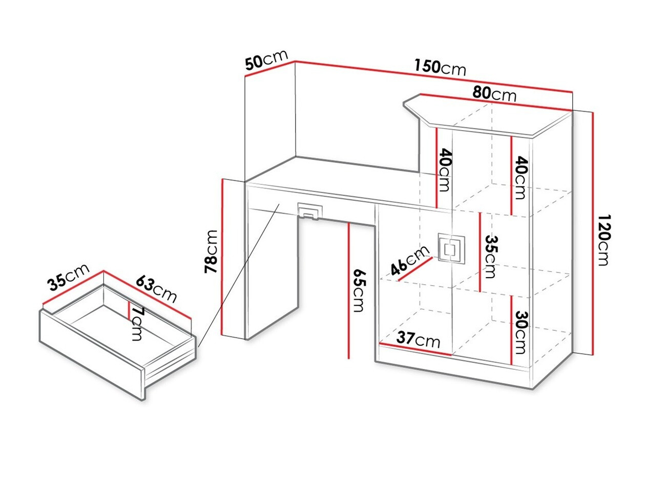 Bureau Tolfere 105 (Licht eiken + Wit)