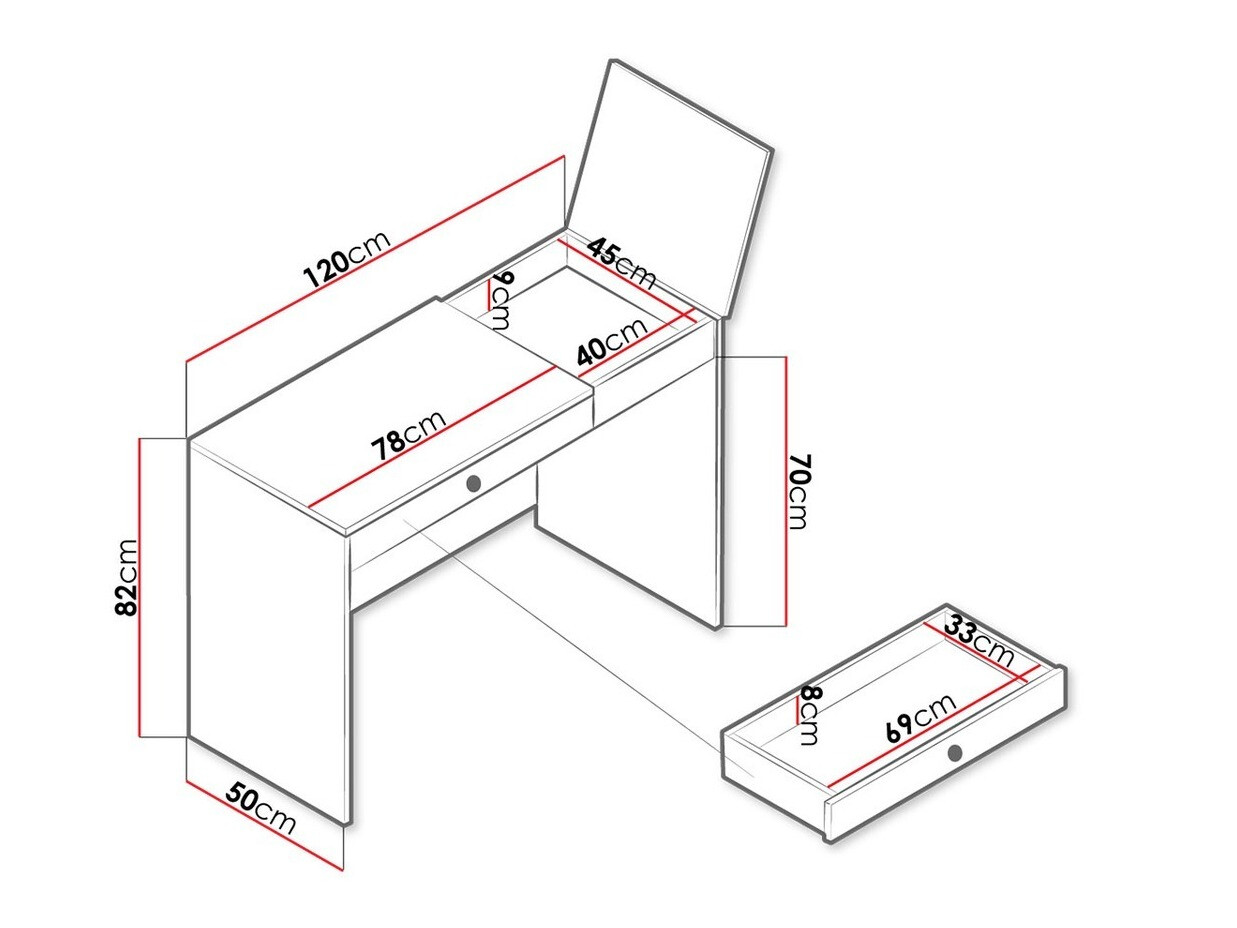 Bureau Almira 109 (Artisan eiken + Wit)