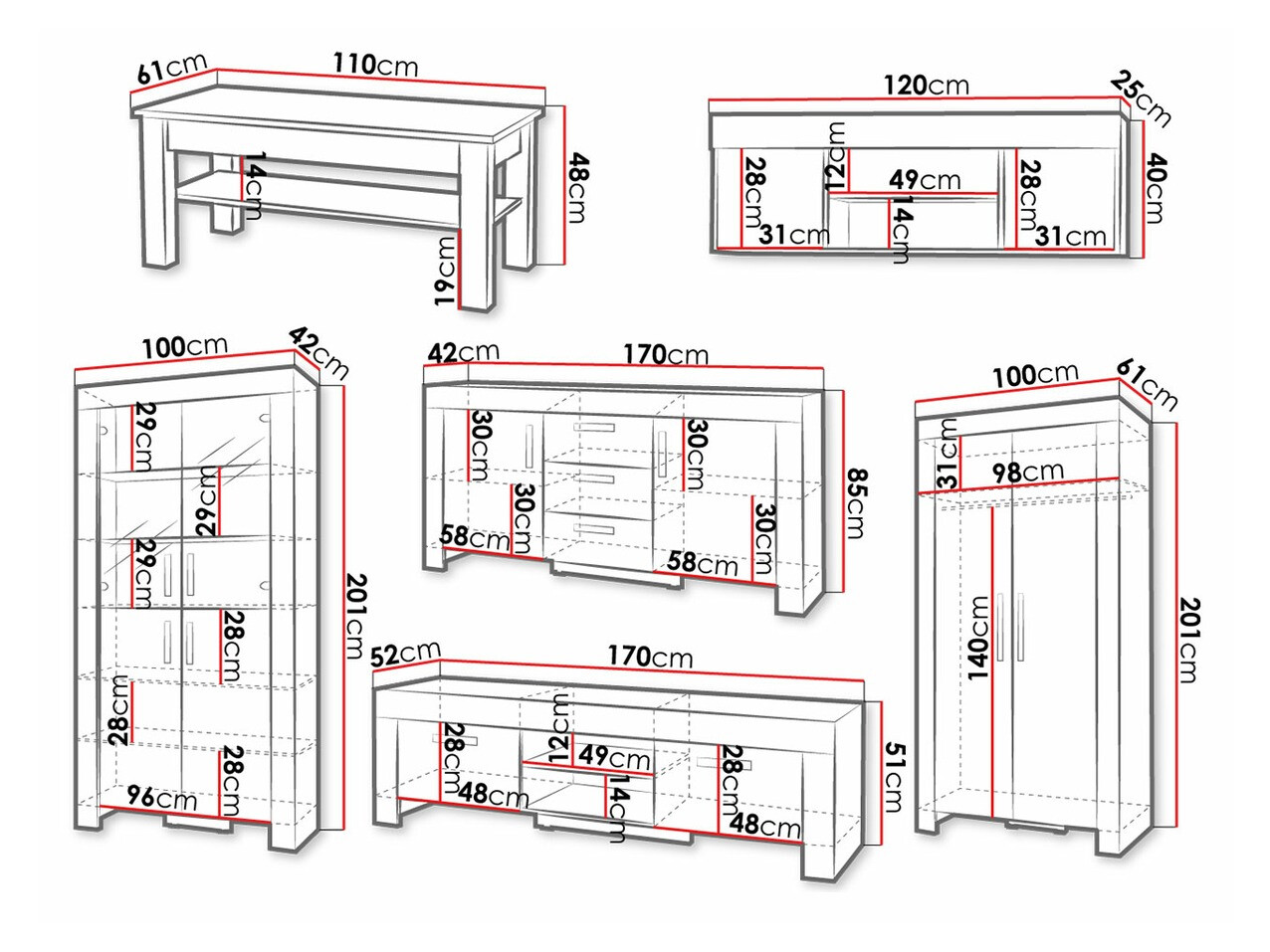 Woonkamerset Melfeli 126 (Sonoma eik)