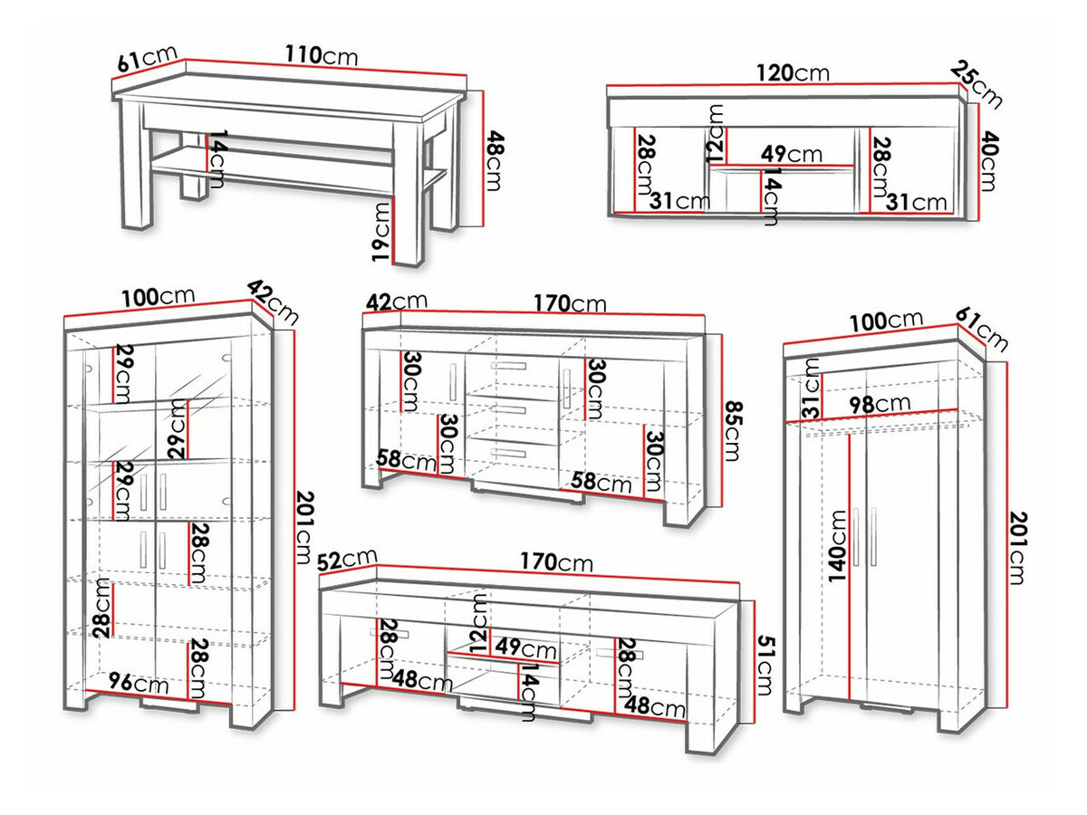 Woonkamerset Melfeli 126 (Sonoma eik)