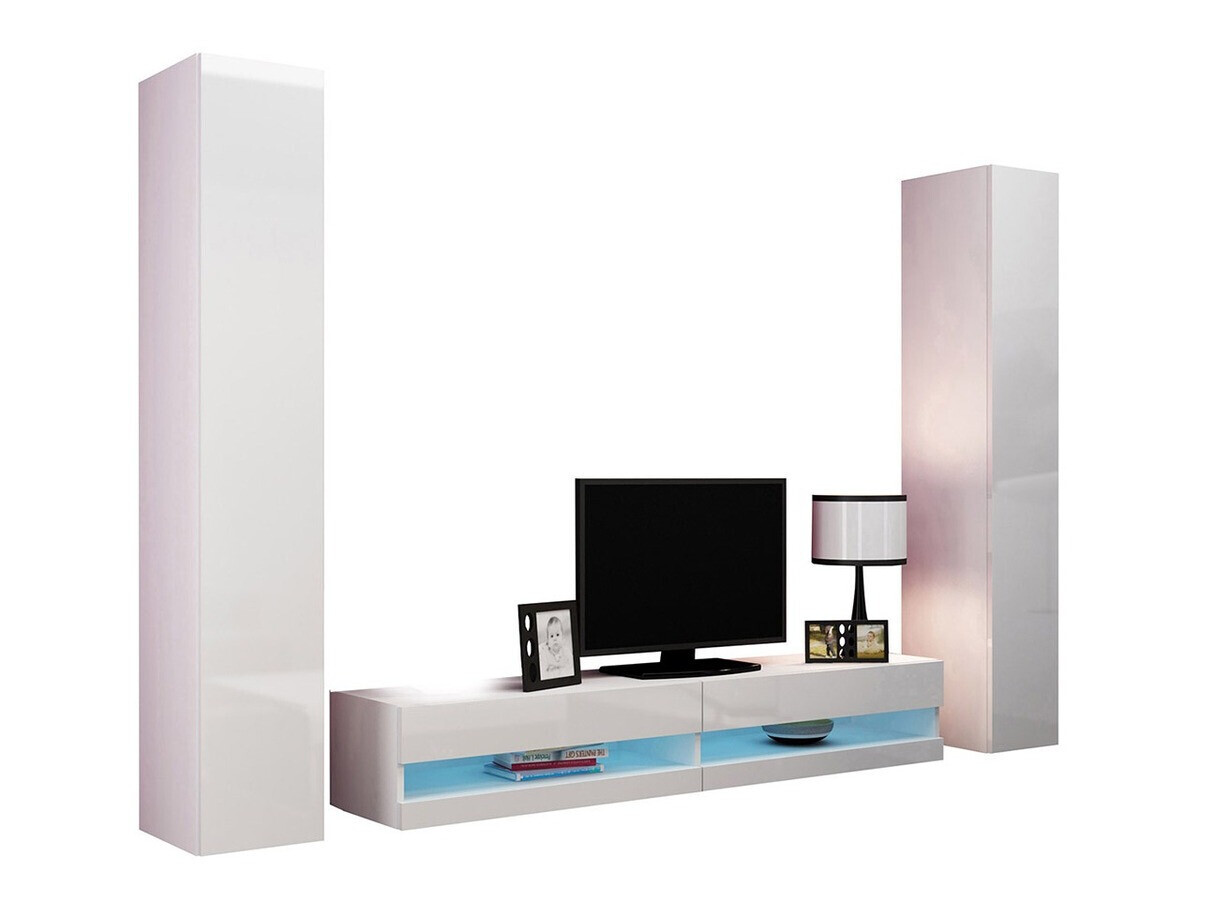 Woonkamerset Venenou 113 (Wit + Glanzend wit)