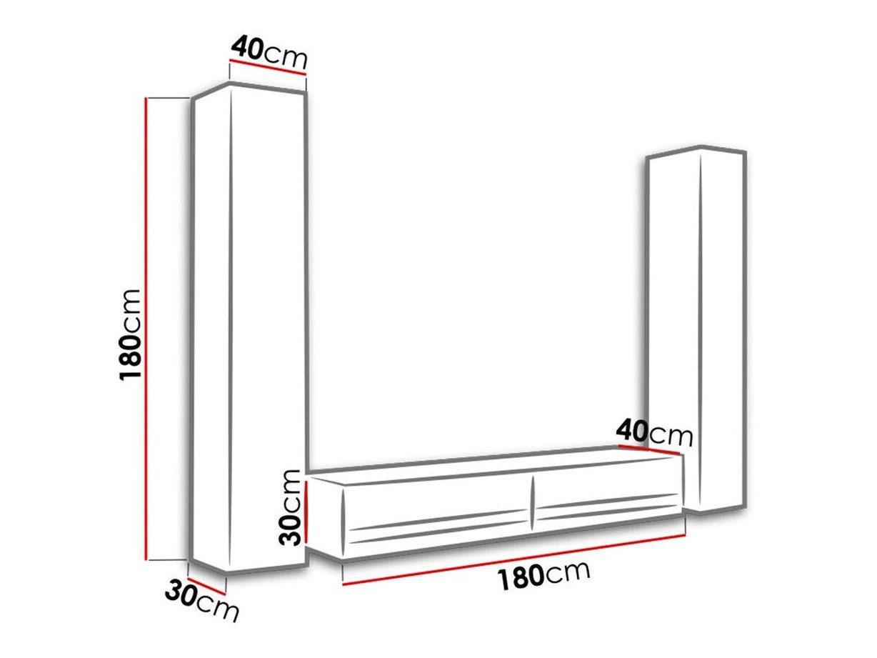 Woonkamerset Venenou 113 (Wit + Glanzend wit)