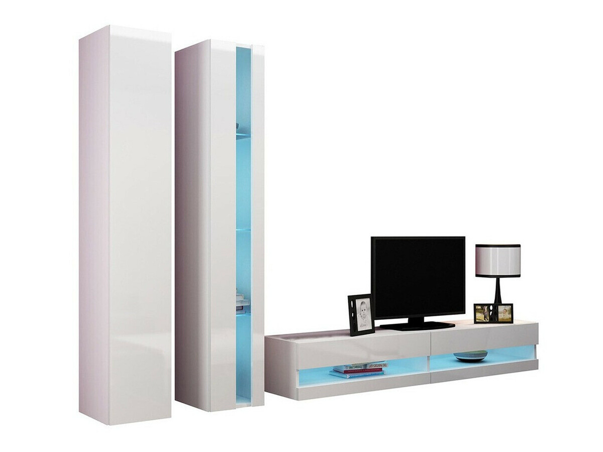 Woonkamerset Venenou 115 (Wit + Glanzend wit)