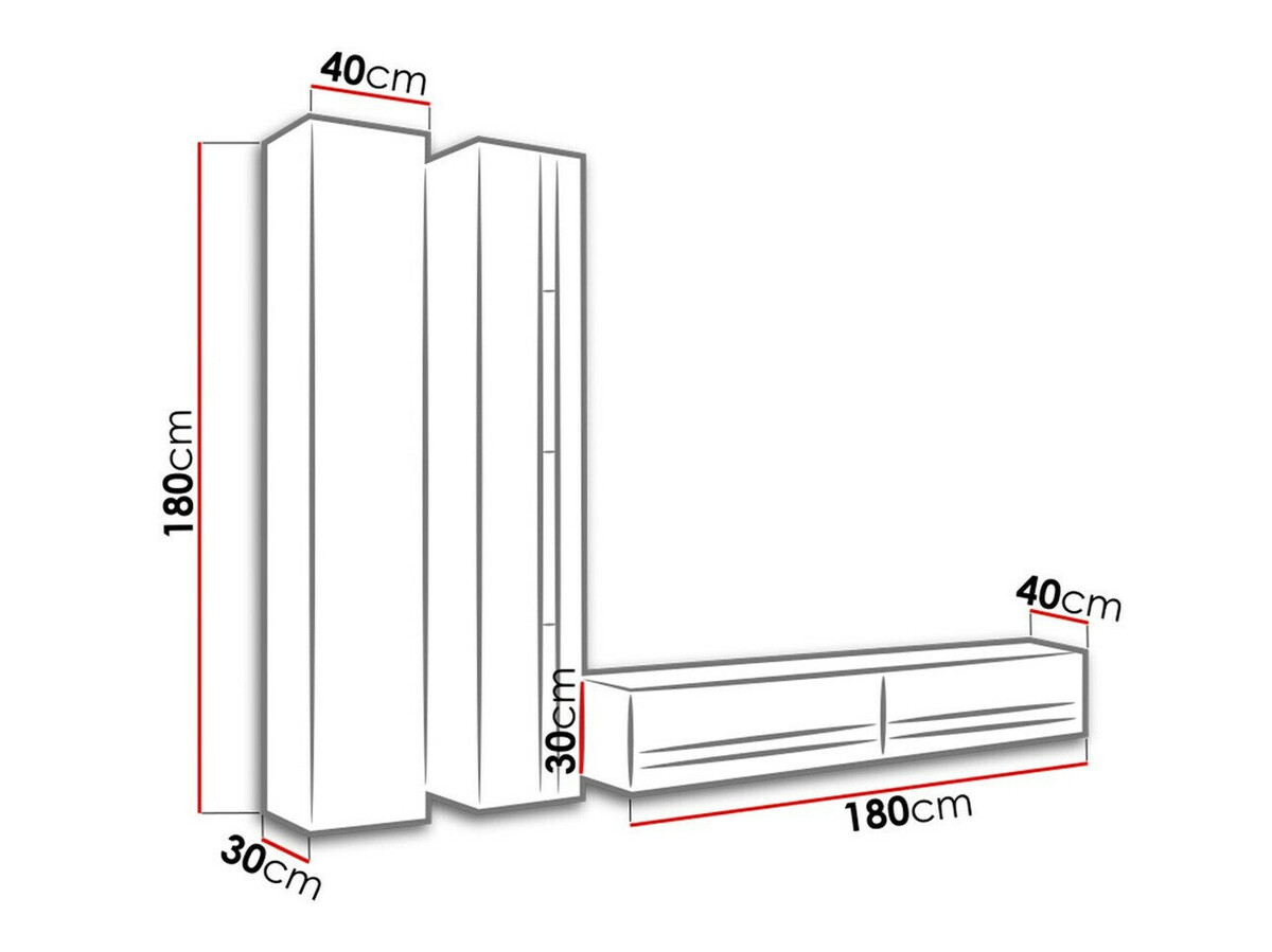 Woonkamerset Venenou 115 (Wit + Glanzend wit)