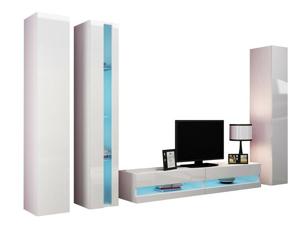 Woonkamerset Venenou 117 (Wit + Glanzend wit)