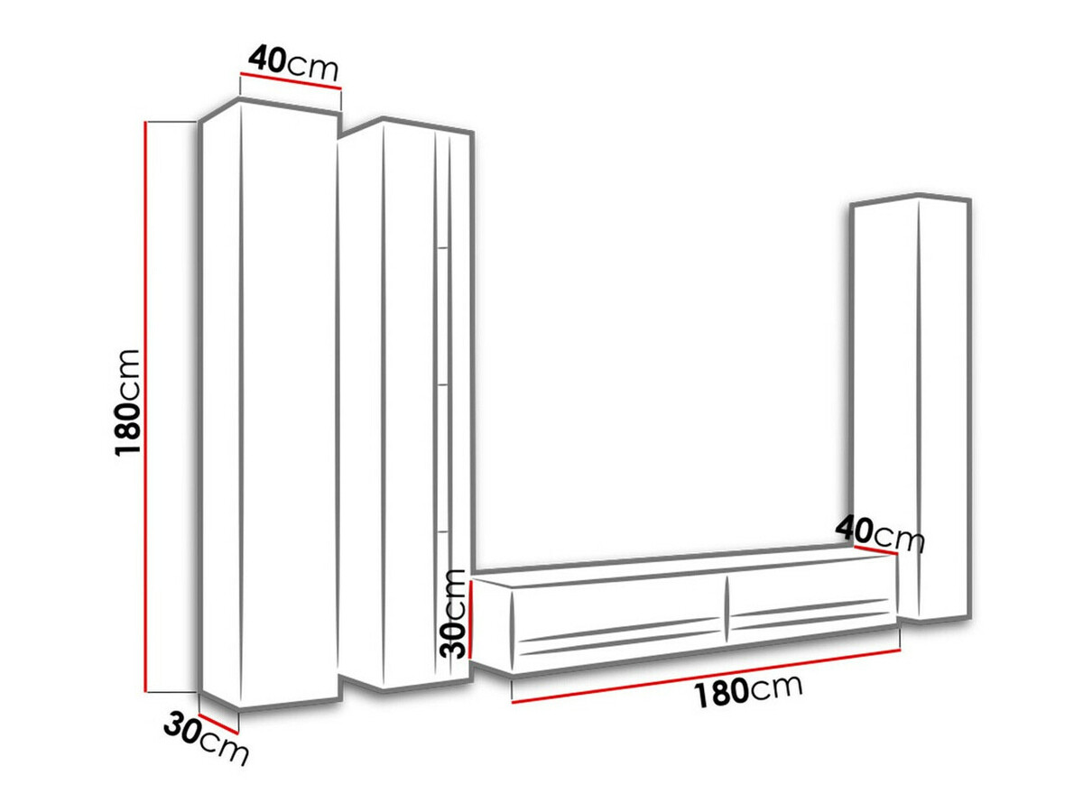 Woonkamerset Venenou 117 (Wit + Glanzend wit)