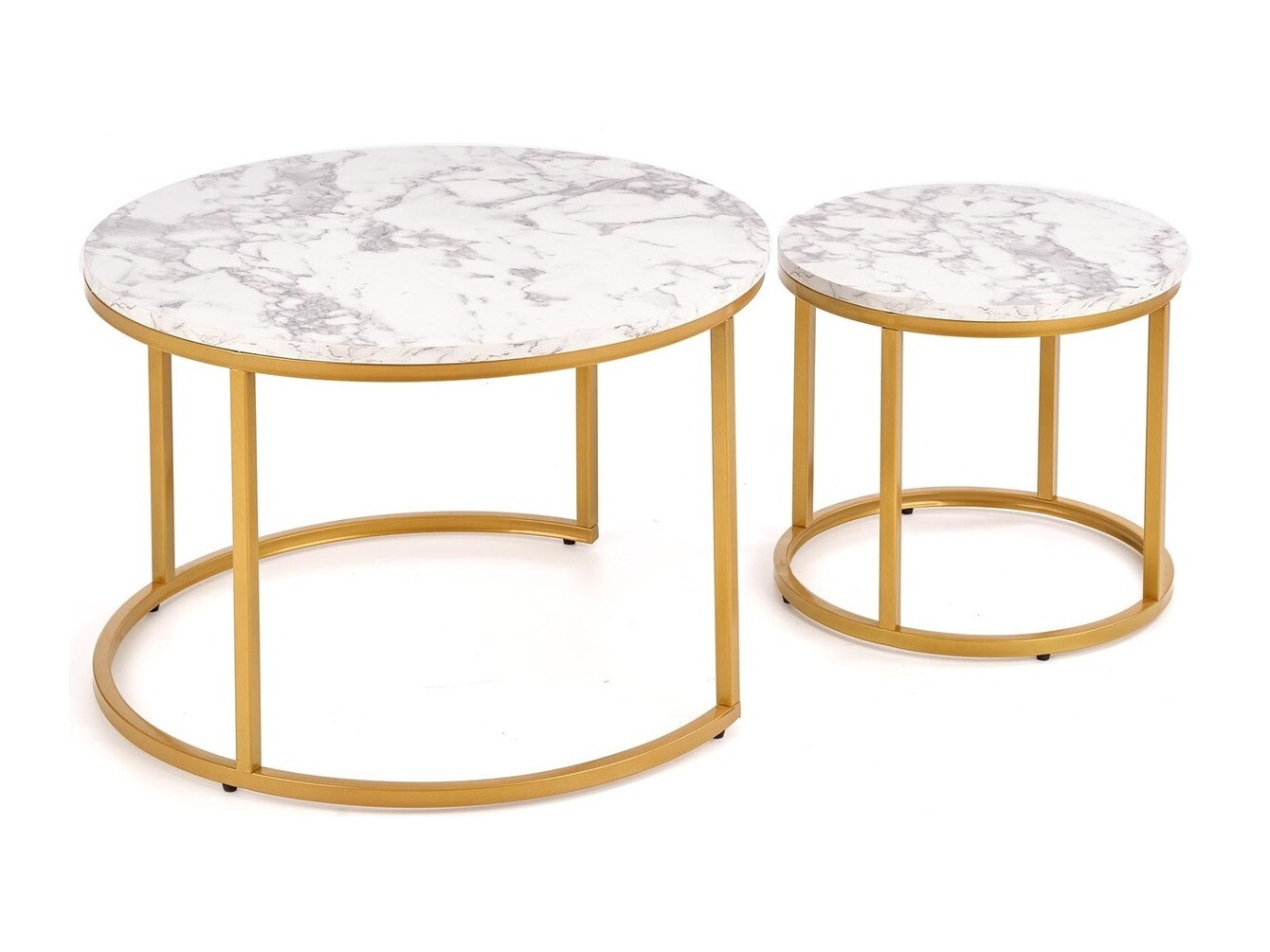 Salontafel set Houston 2213 (Wit marmer + Gouden)