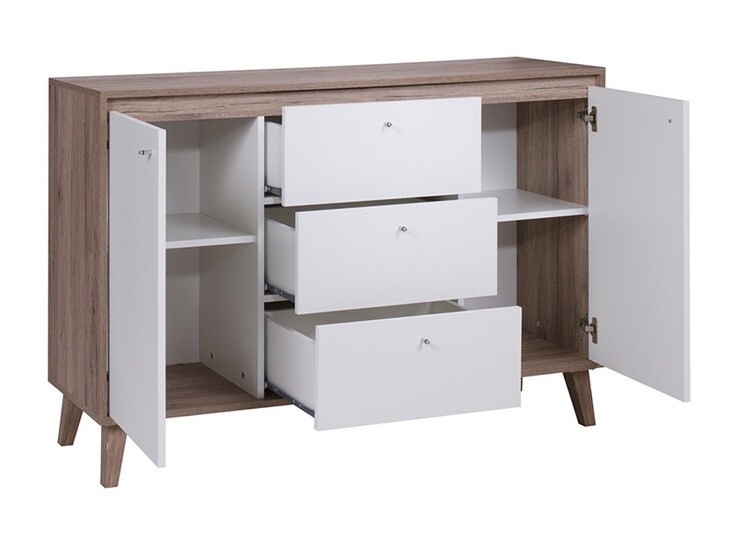 Woonkamerset Delbene 119 (Licht San Remo eiken + Mat wit)