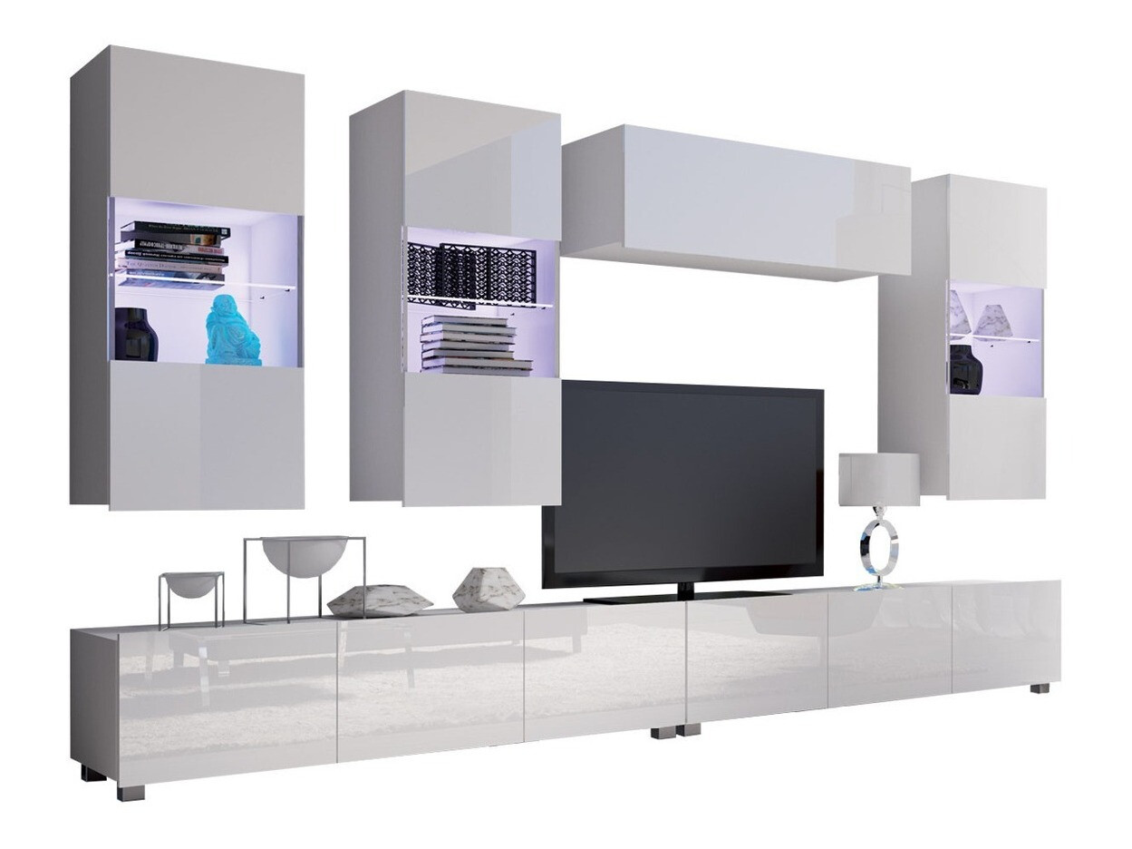 Woonkamerset Remus V (Wit + Glanzend wit)
