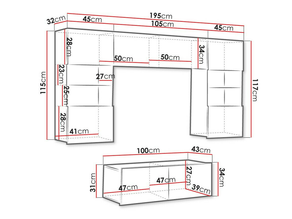 Woonkamerset Tivdalu 114 (Wit + Zwart)