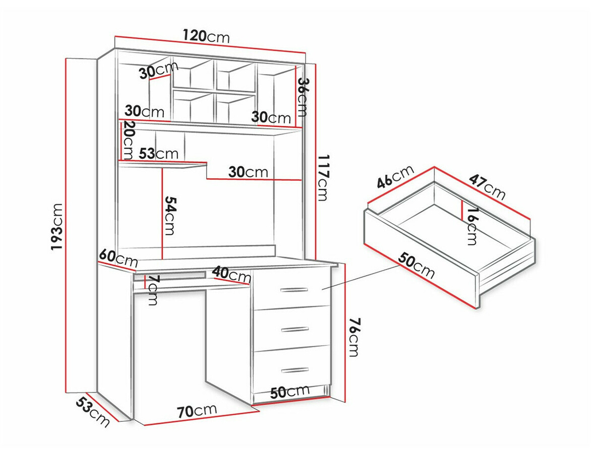 Bureau Salmere 109 (Wit + Glanzend wit + Grijs met glans)