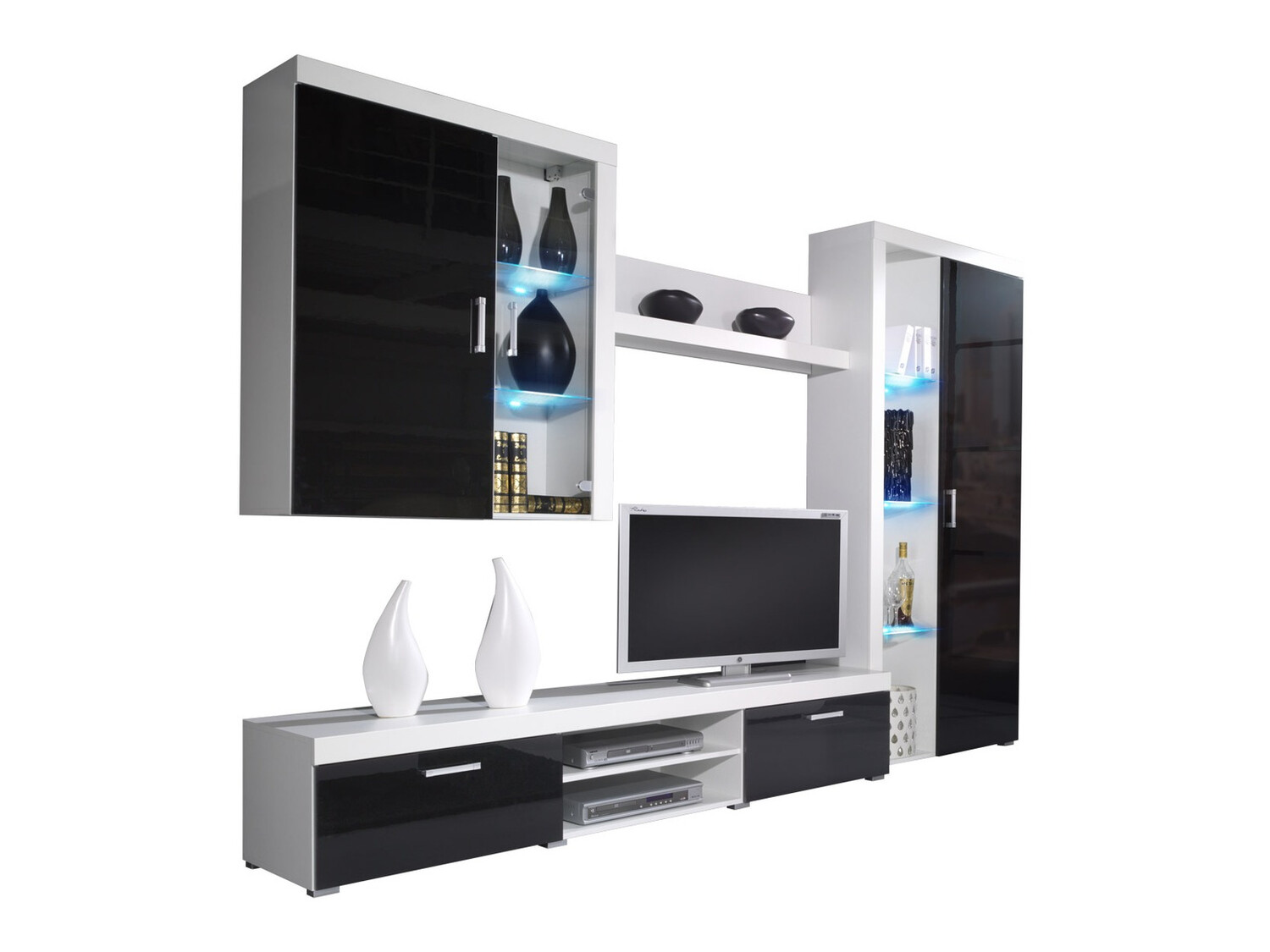 Woonkamerset Odebeli 106 (Wit + Glanzend zwart)