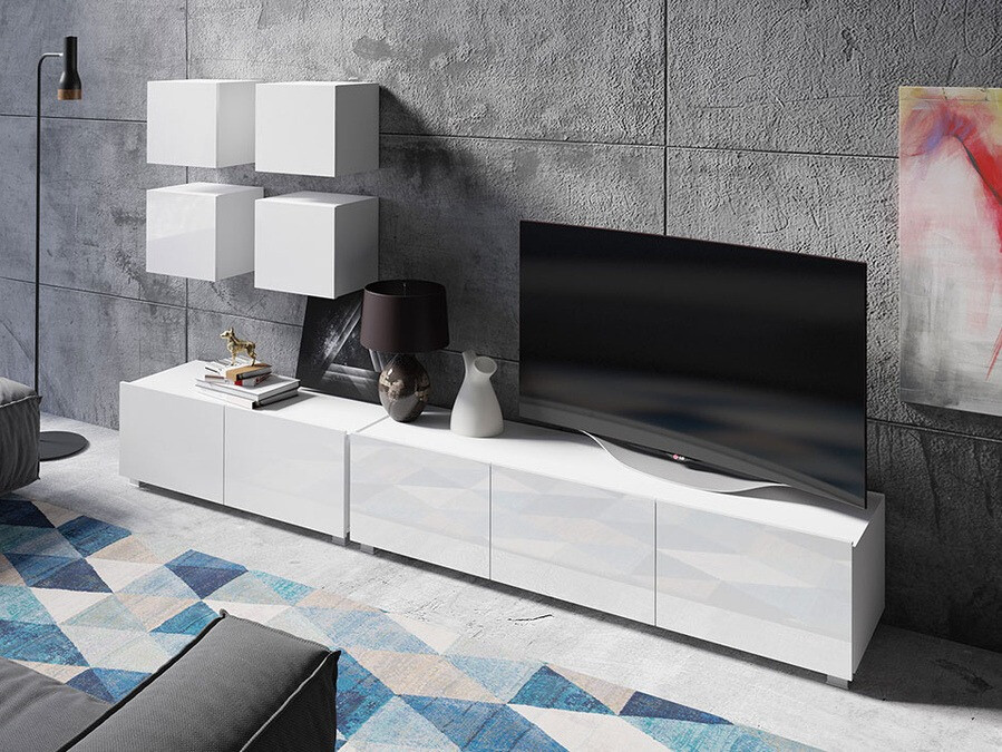 Woonkamerset Tivdalu 132 (Wit + Glanzend wit)