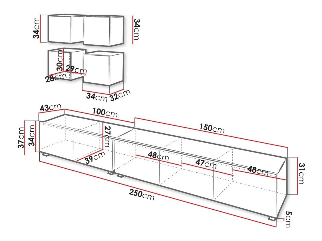 Woonkamerset Tivdalu 132 (Wit + Glanzend wit)