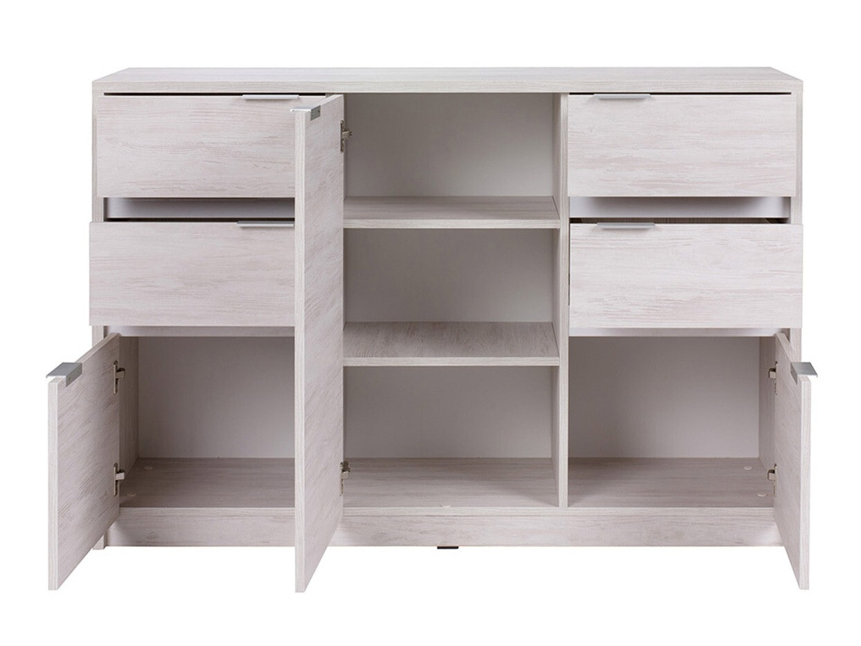 Woonkamerset Fivelbo 117 (Gebleekt eiken + Glanzend wit)