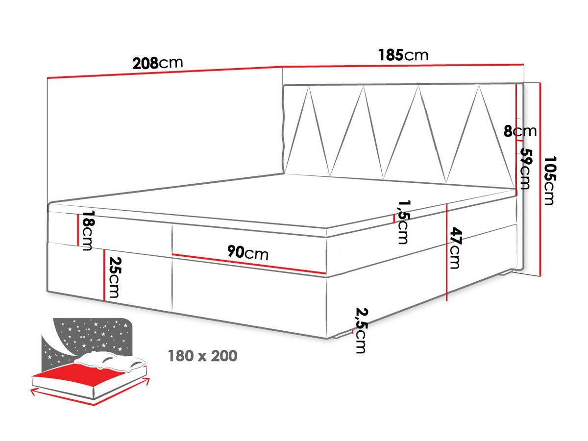 Boxspring Memphis 116 (Rico 23)
