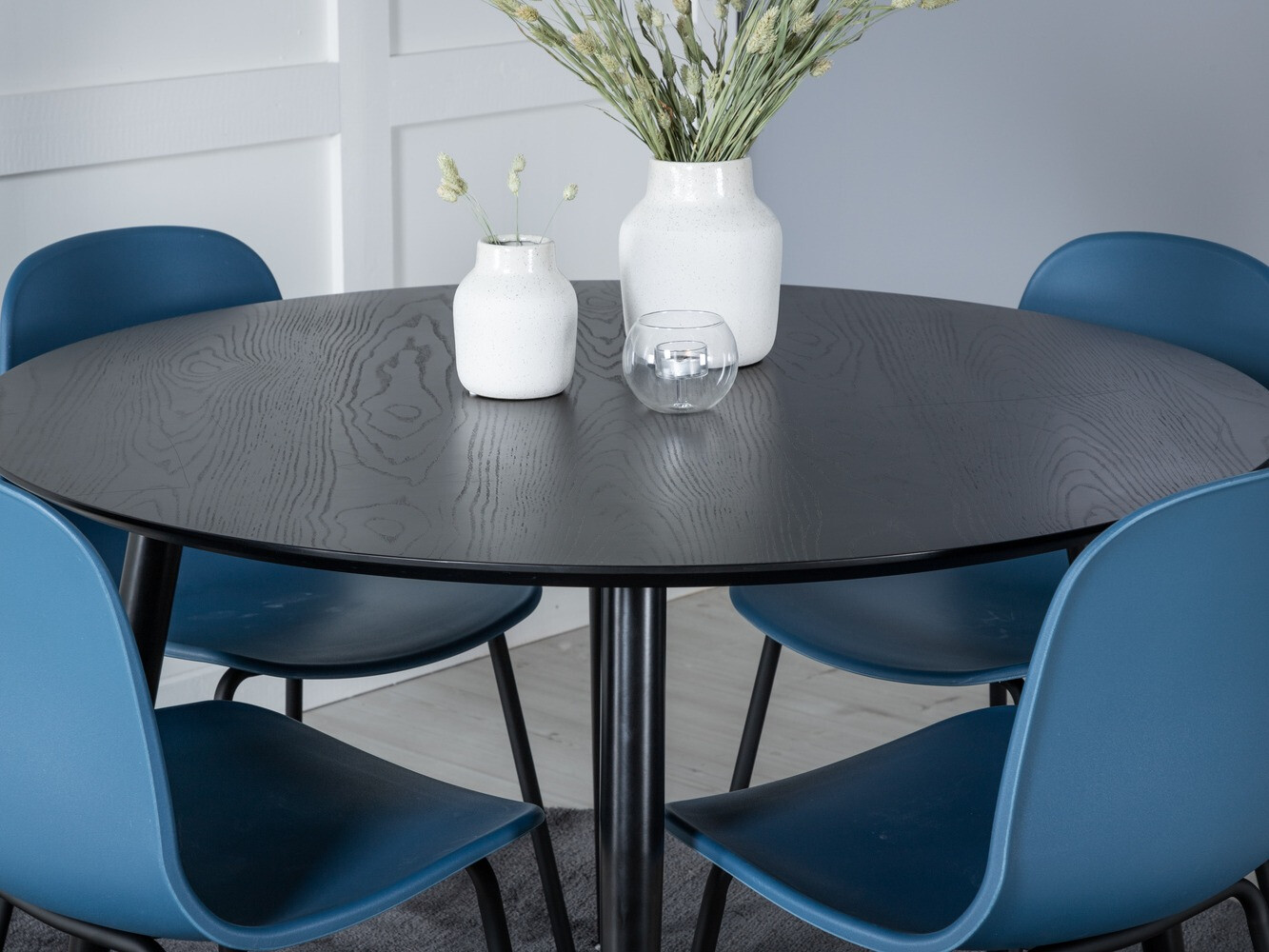 Eetkamerset Dallas 1622 (Blauw + Zwart)