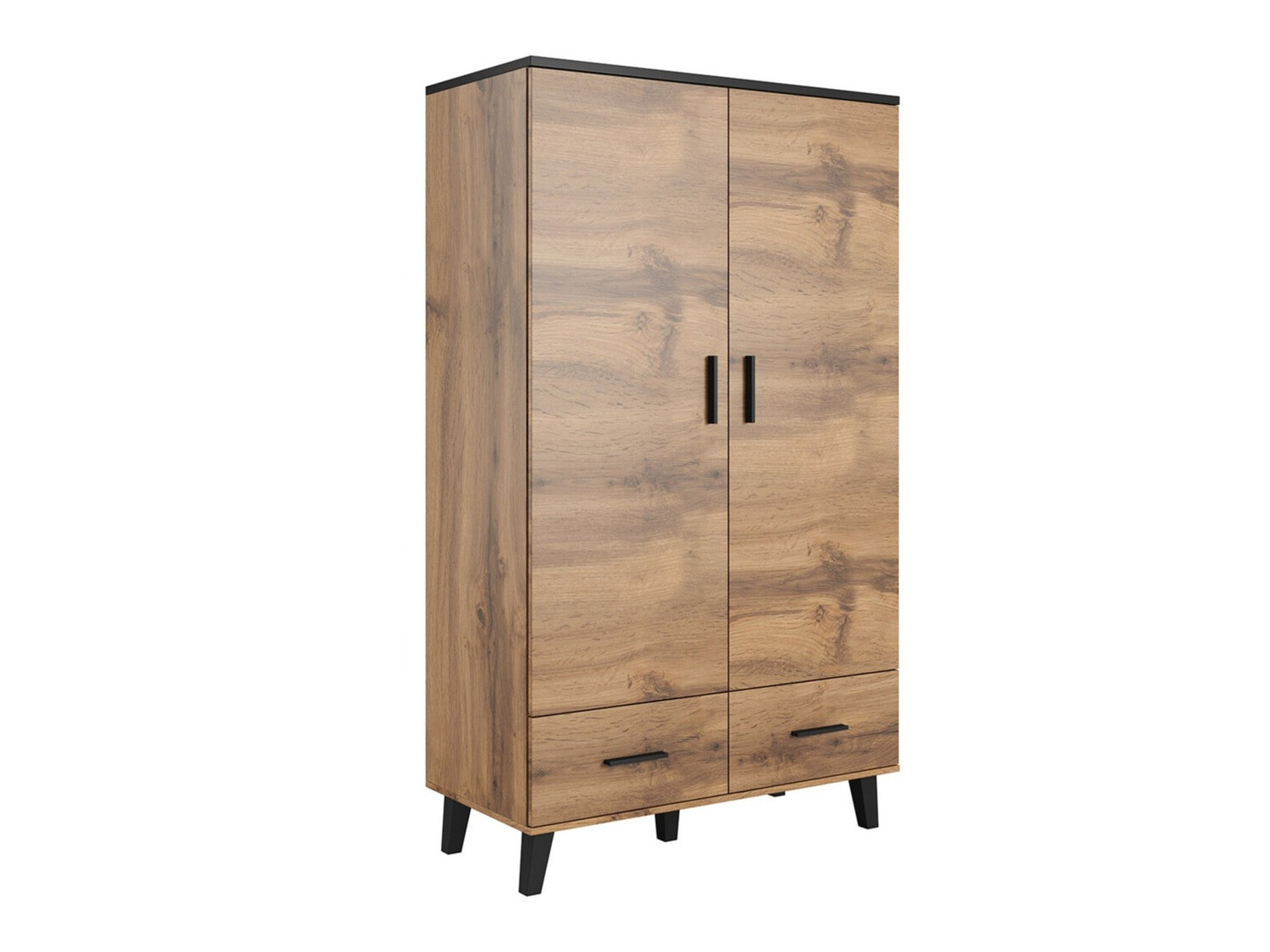 Kledingkast Larfloi 111 (Wotan eik + Zwart)