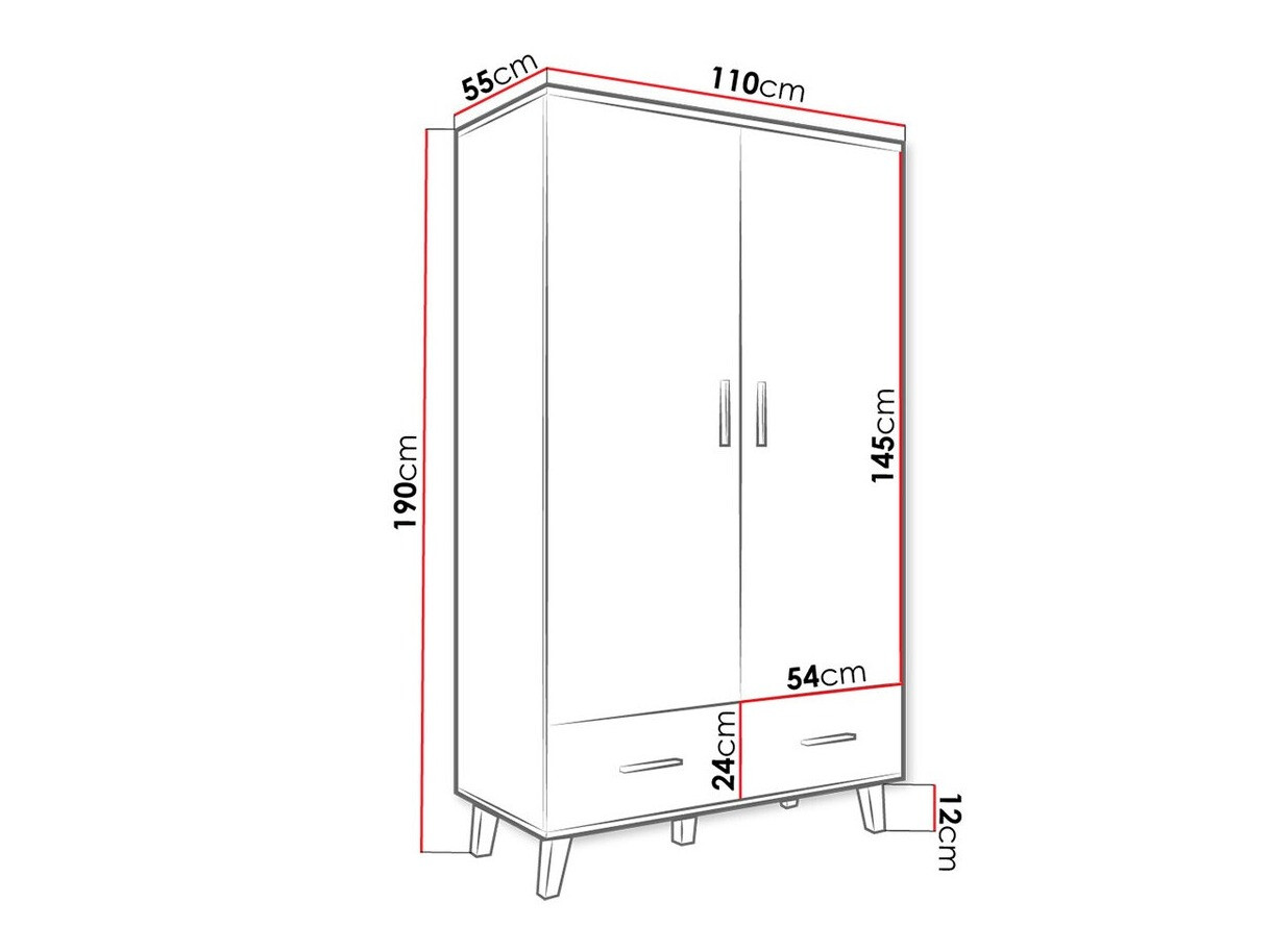 Kledingkast Larfloi 111 (Wotan eik + Zwart)