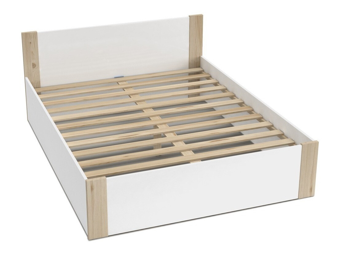 Bed Aurora 154 (Wit + Grenen)