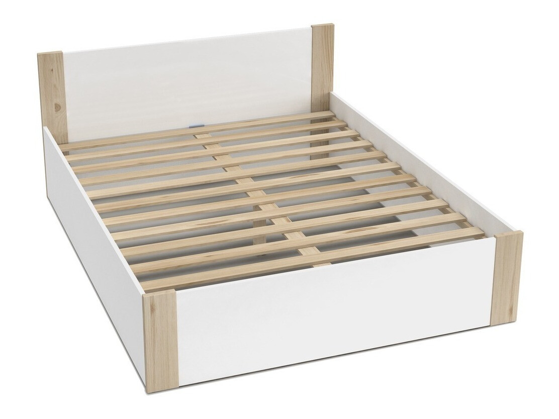 Bed Aurora 154 (Wit + Grenen)