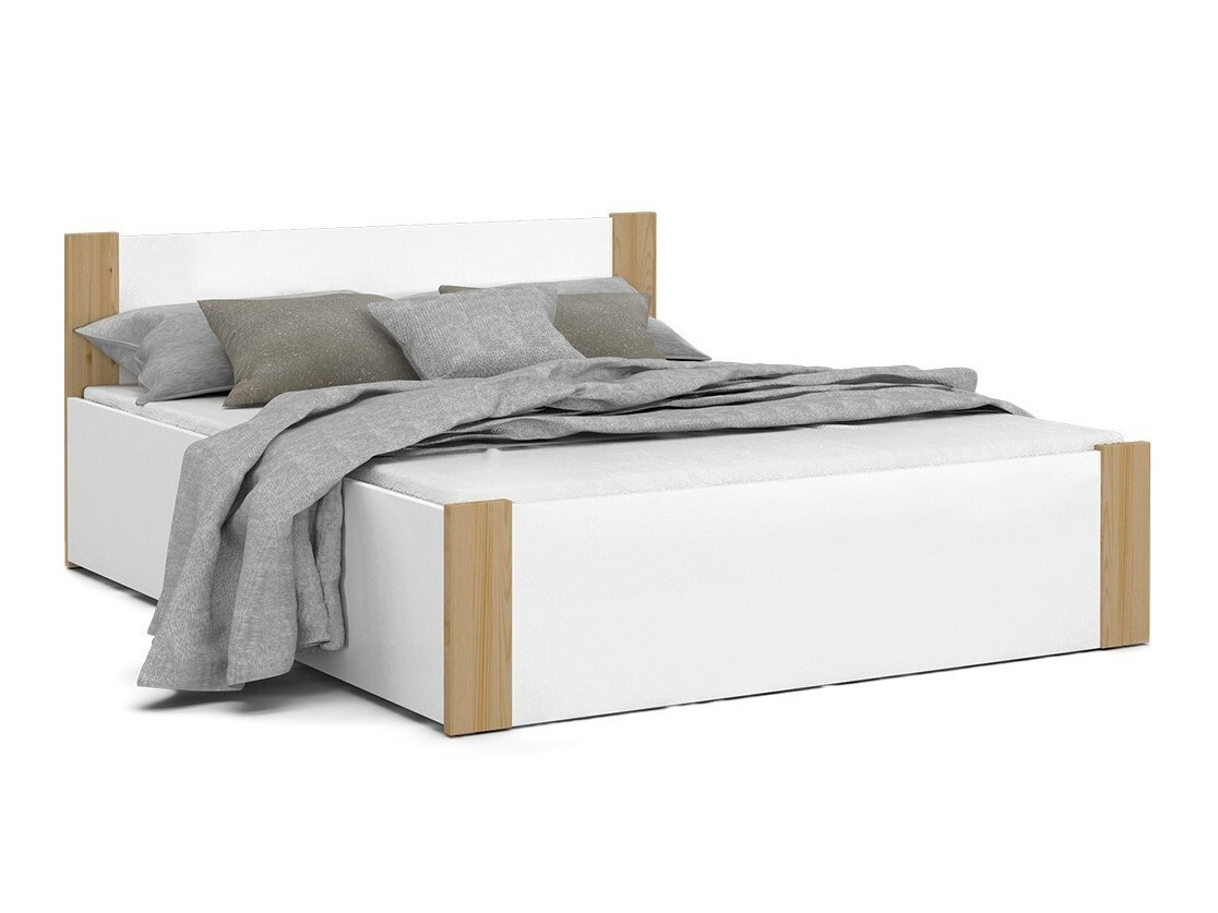 Bed Aurora 154 (Wit + Grenen)