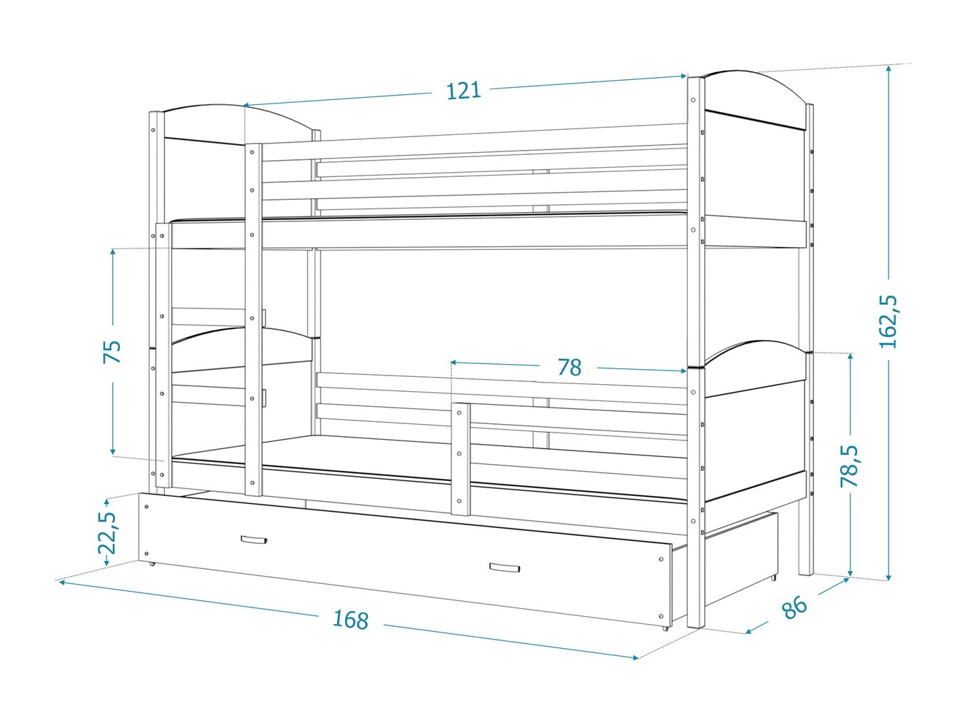 Stapelbed Aurora 101 (Grenen)