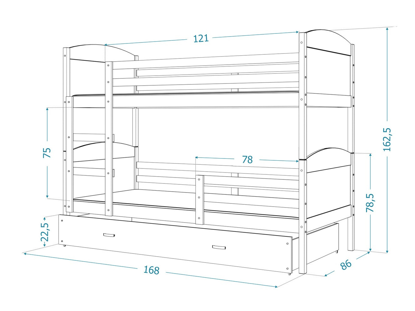 Stapelbed Aurora 101 (Grenen)