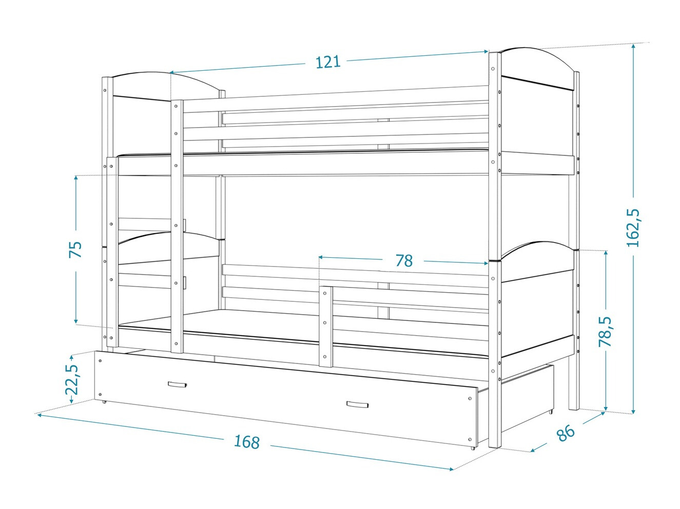 Stapelbed Aurora 101 (Wit)