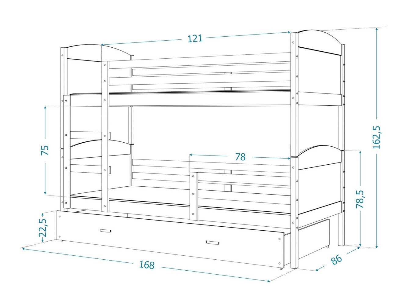 Stapelbed Aurora 101 (Wit)