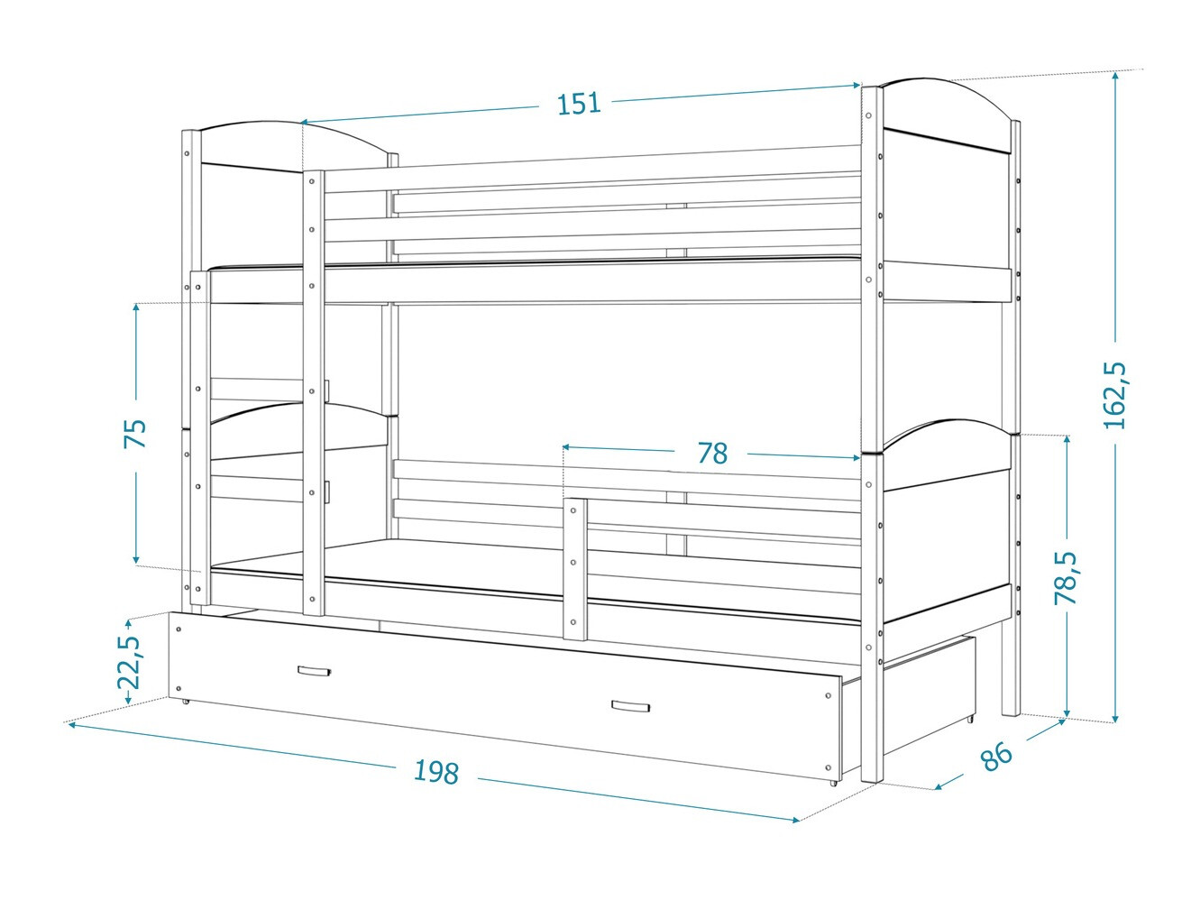 Stapelbed Aurora 102 (Wit)