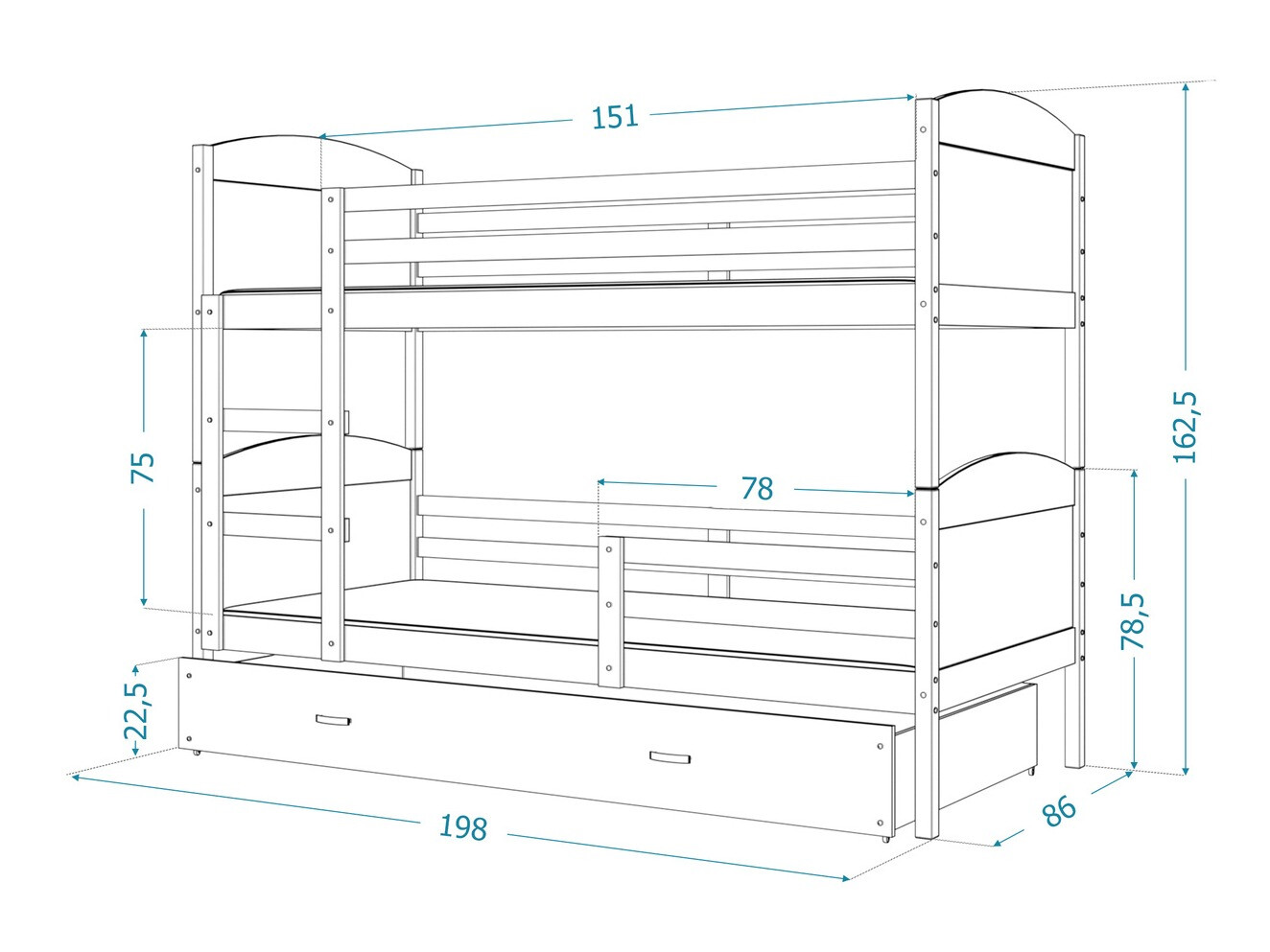 Stapelbed Aurora 102 (Wit)
