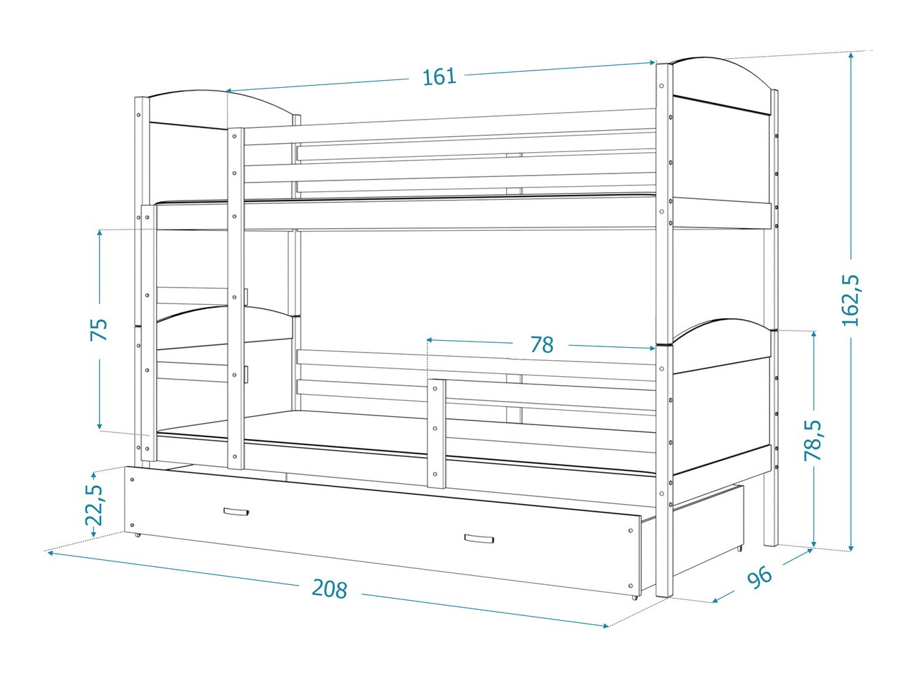 Stapelbed Aurora 103 (Grijs)