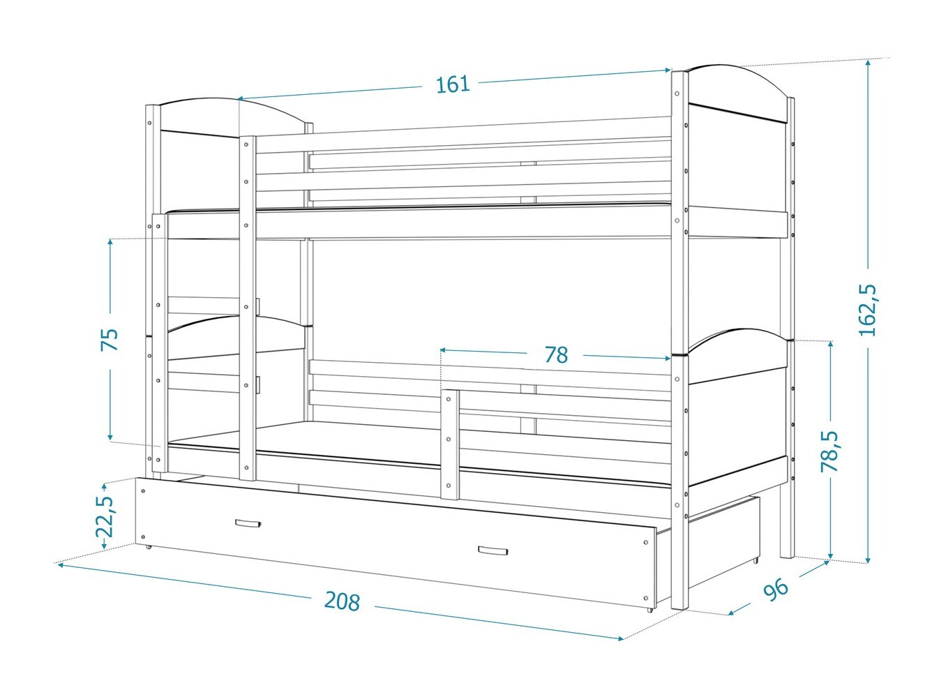 Stapelbed Aurora 103 (Wit)