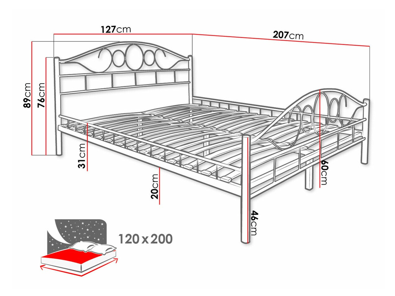 Bed Elmira 100 (Wit)