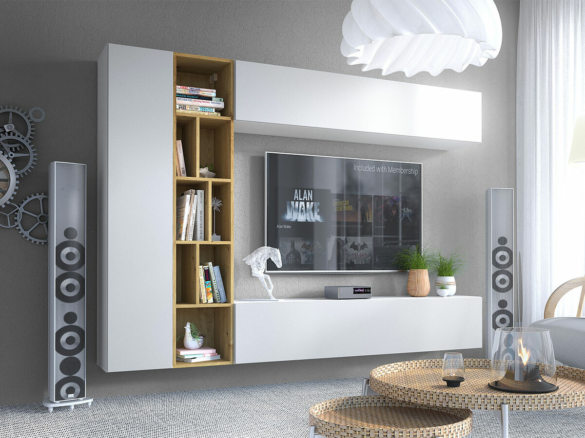 Woonkamerset Comfivo 260 (Wit + Artisan eiken)