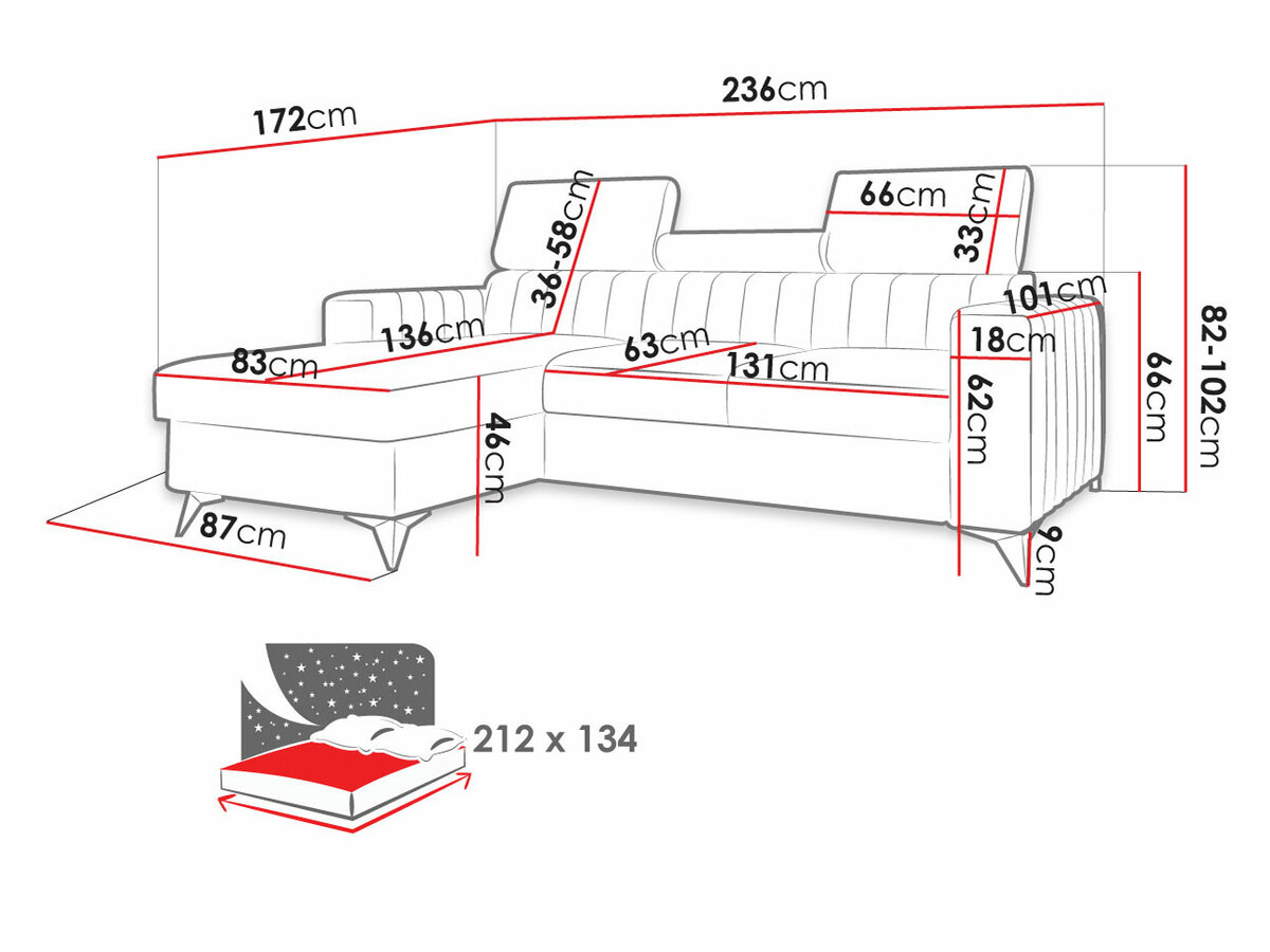 Hoekbank Columbus 170 (Mono 244)