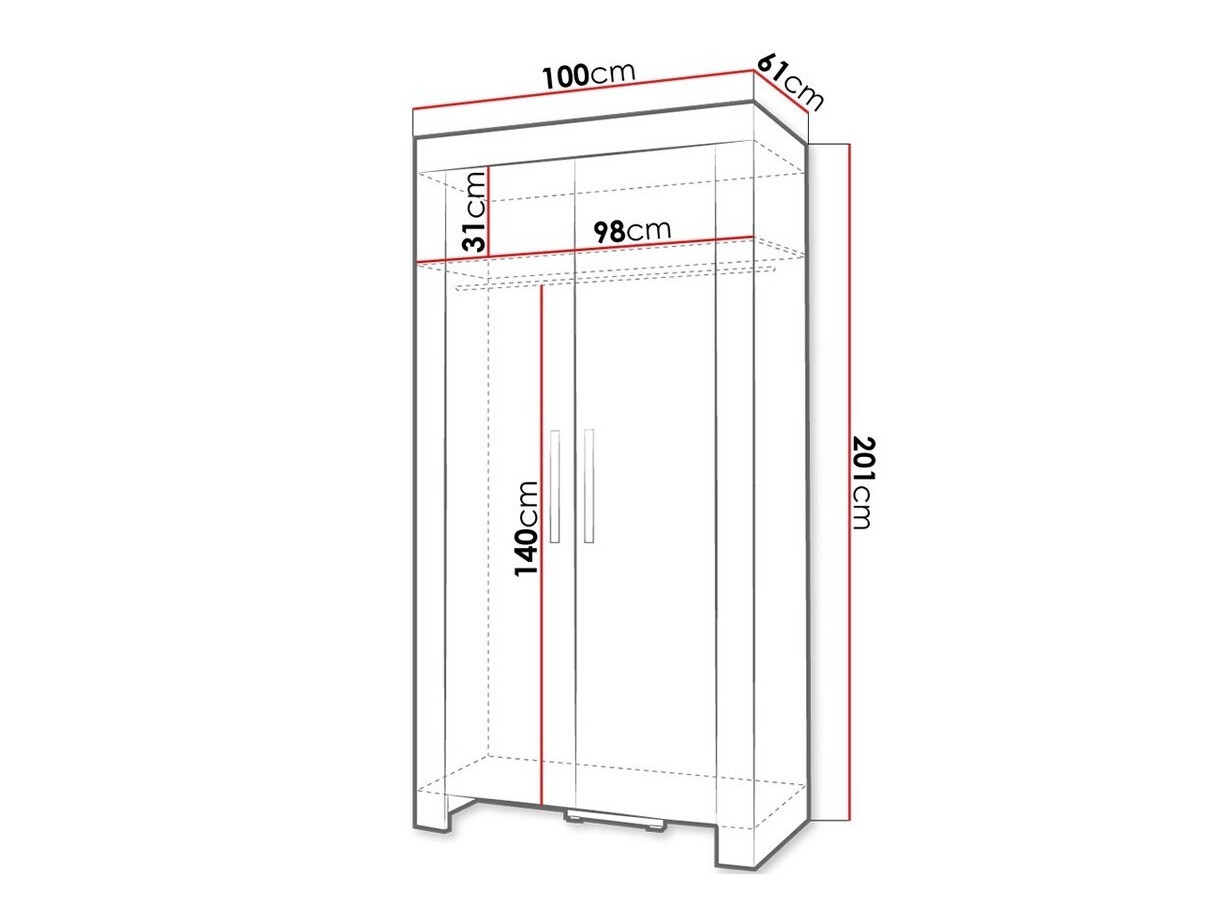 Kledingkast Melfeli 100 (Sonoma eik)