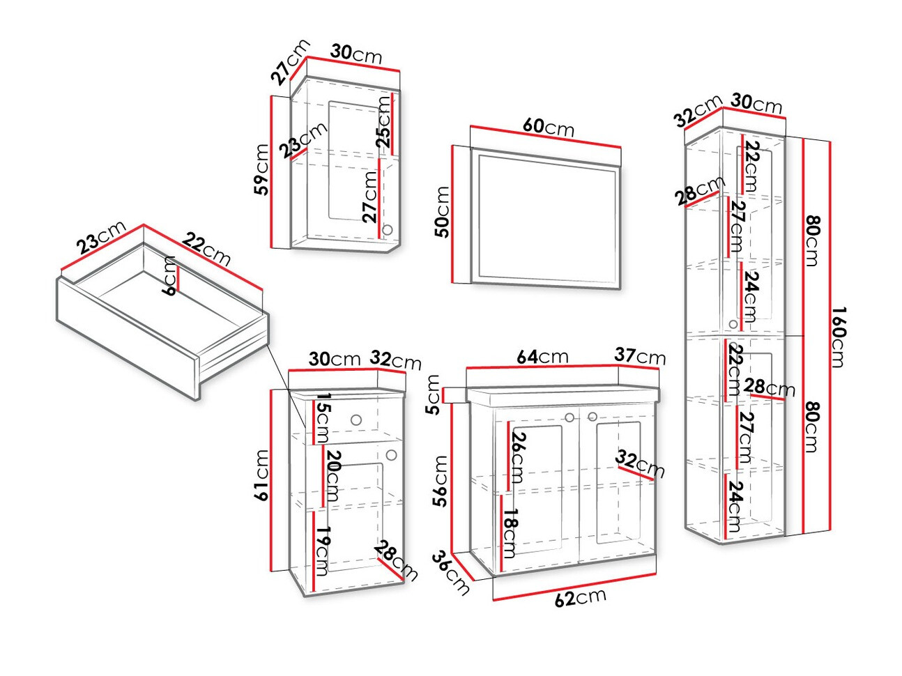 Badkamerset Trenton 123 (Wit)