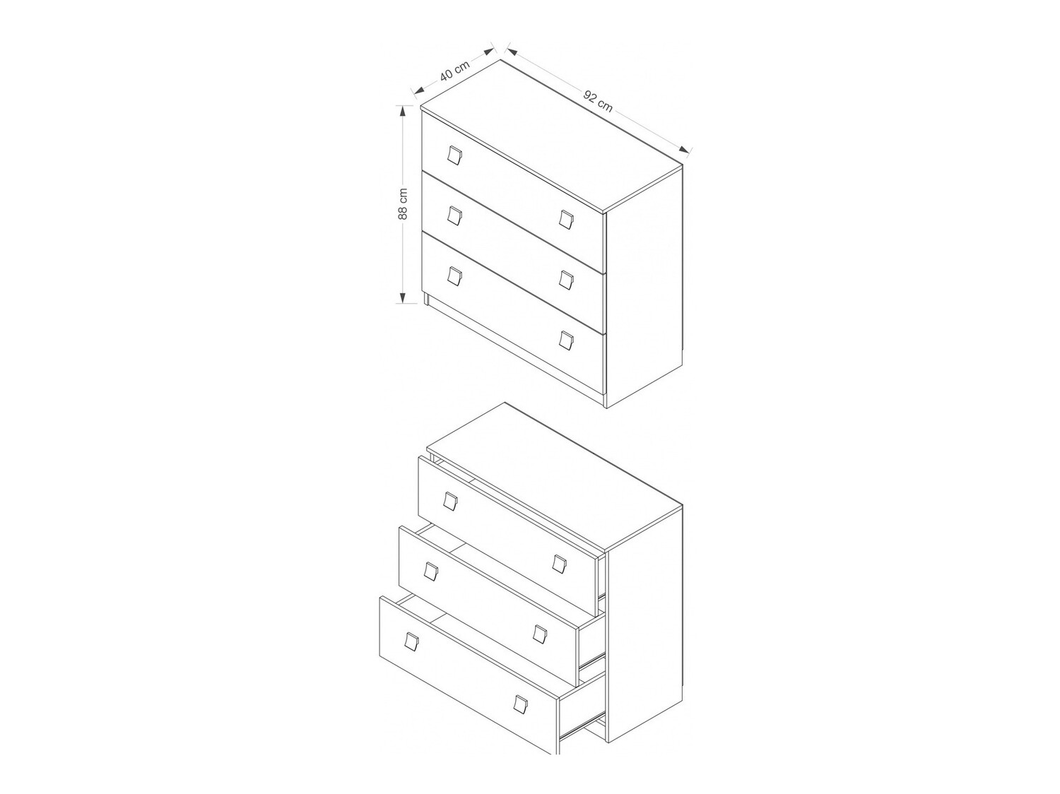Ladekast Murrieta 109 (Wit + Glanzend zwart)