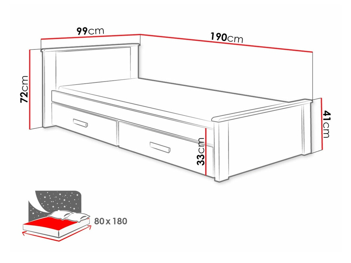 Bed Henderson 115 (Wit + Grijs)