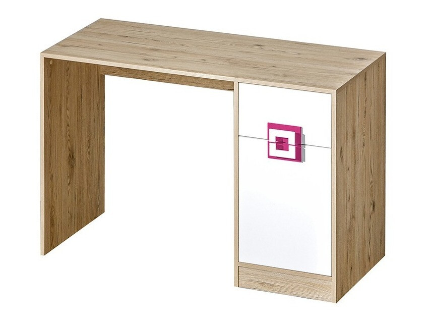 Bureau Balvire 110 (Licht eiken + Wit + Roze)