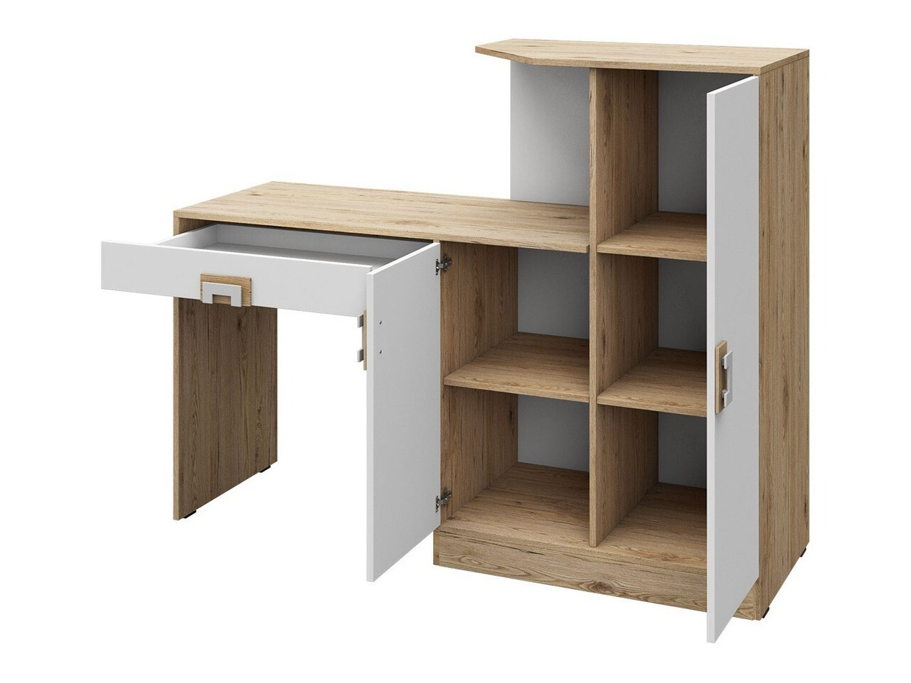 Bureau Balvire 111 (Licht eiken + Wit + Roze)